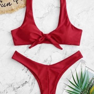 tie front bikini set